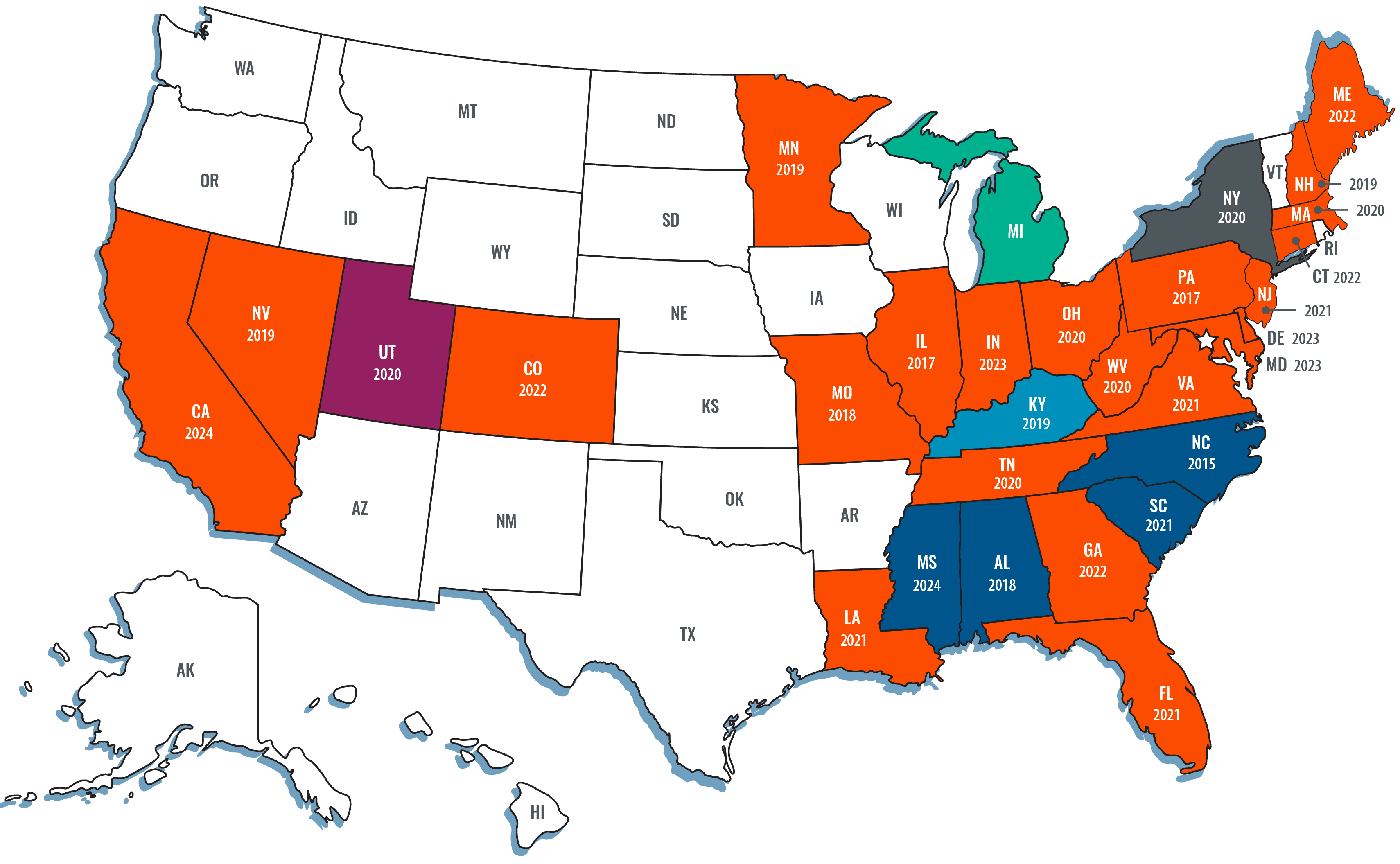 NORD map of rare diseases locations.